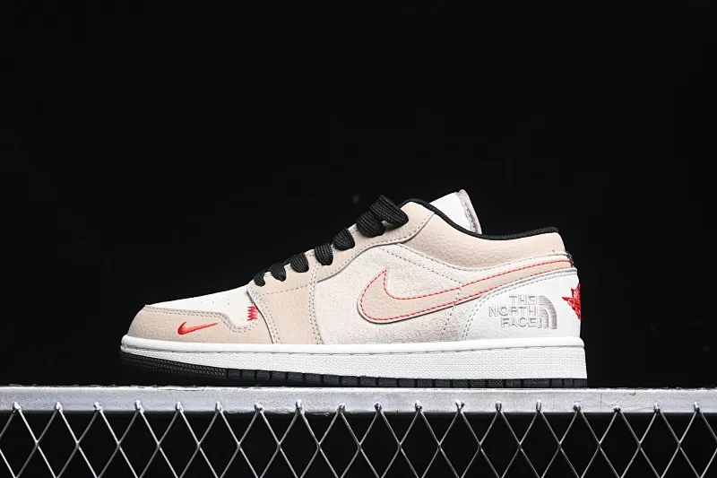 All Categories Air Jordan Jordan Series Basketball Shoes Air Jordan 1 Low Air Jordan 1 Low AJ1 Joe 1 North Face Collaboration-Law Brown High-end Customized Low-top Retro Basketball Shoes DC2024-033